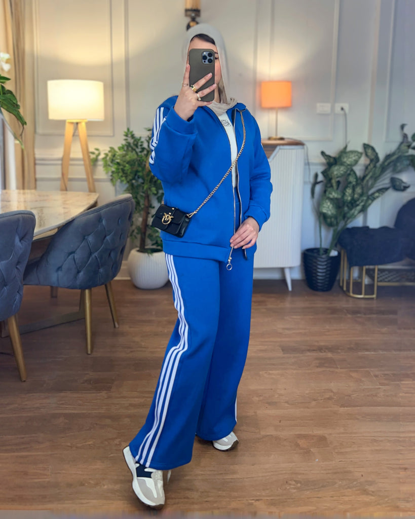 Classic Striped Tracksuit | Celtic Blue - Eva Fashion - Online Clothing Strore for Women