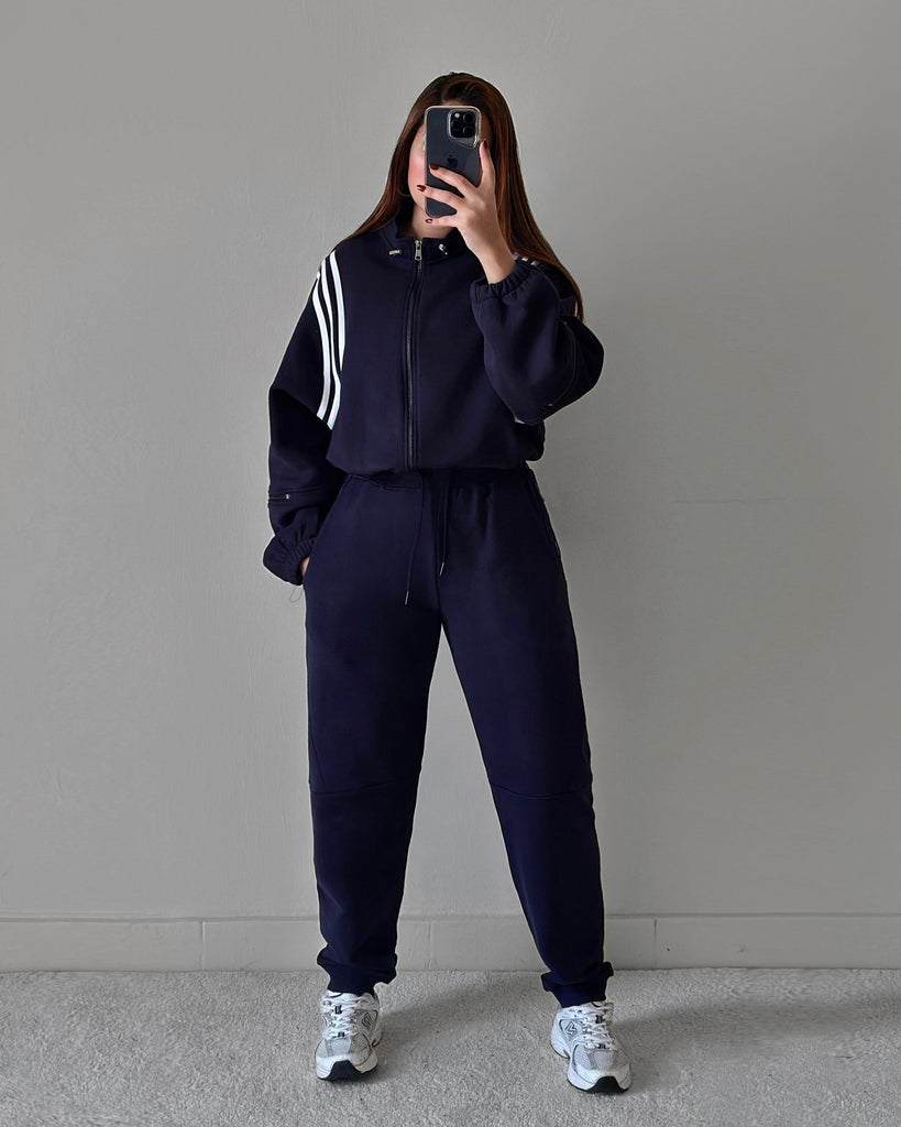 Sporty Triple Stripe Tracksuit | Dark Blue - Eva Fashion - Online Clothing Strore for Women