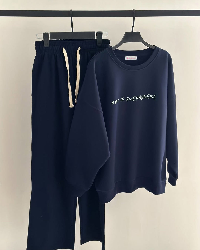 Relaxed Fit Minimalist Set | Dark Blue - Eva Fashion - Online Clothing Strore for Women