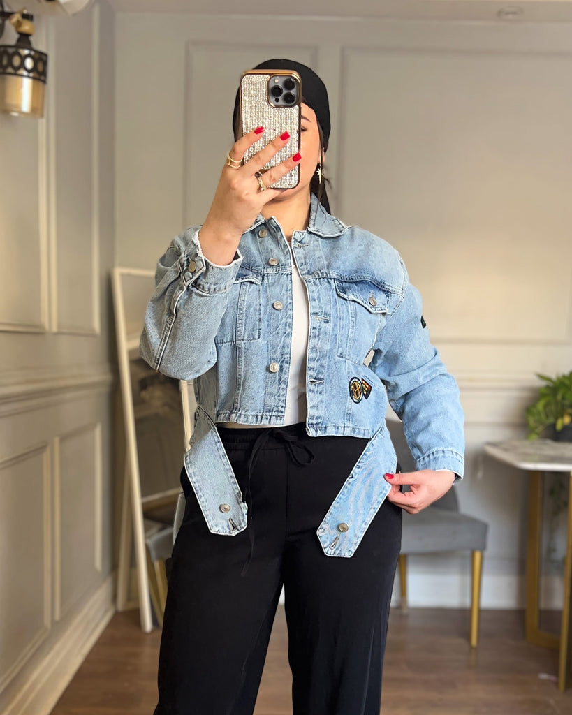 Cropped Denim Jacket | Light Wash - Eva Fashion - Online Clothing Strore for Women