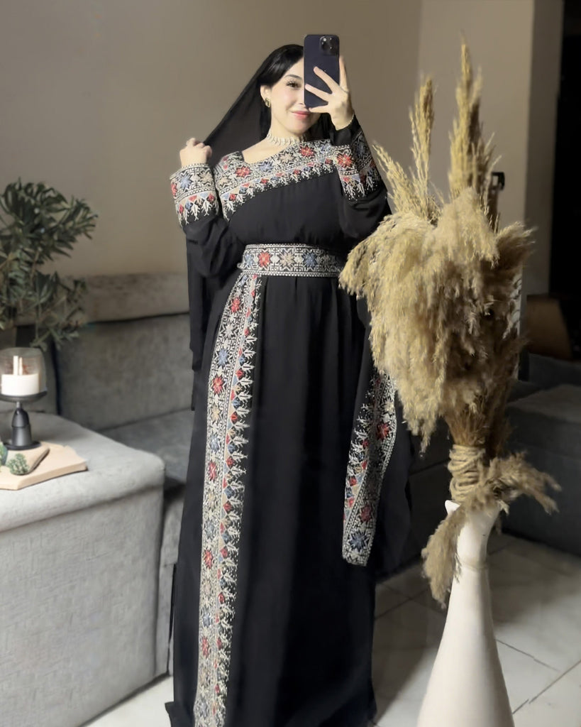 Midnight Bloom Embroidered Kaftan | Black - Eva Fashion - Online Clothing Store for Women