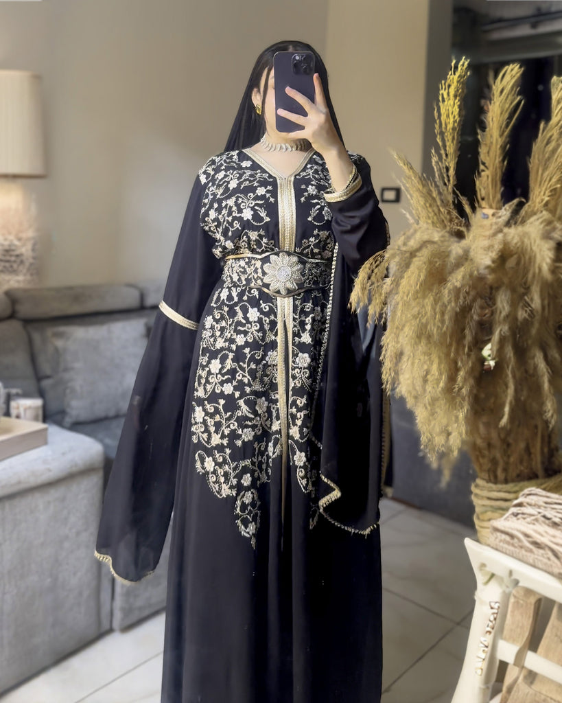 Golden Vine Embellished Kaftan | Black - Eva Fashion - Online Clothing Store for Women