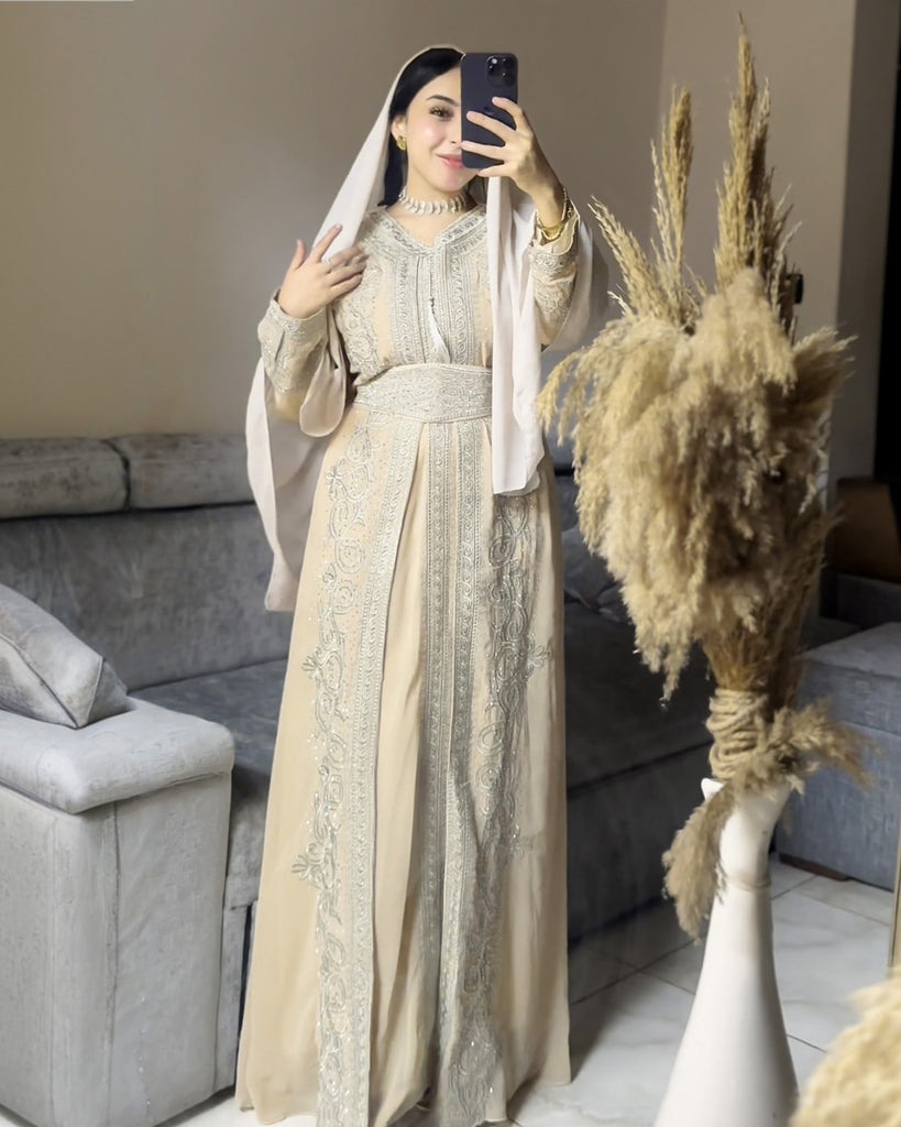 Timeless Elegance Kaftan | Beige - Eva Fashion - Online Clothing Store for Women