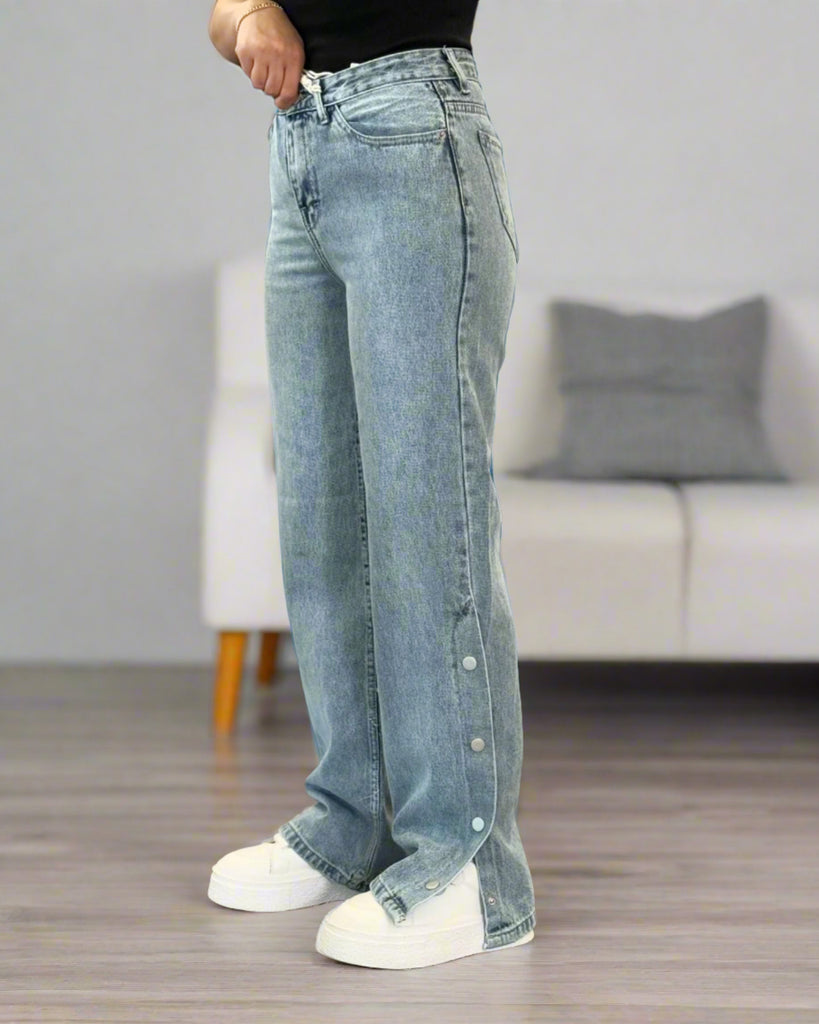 Relaxed Fit Split Hem Jeans