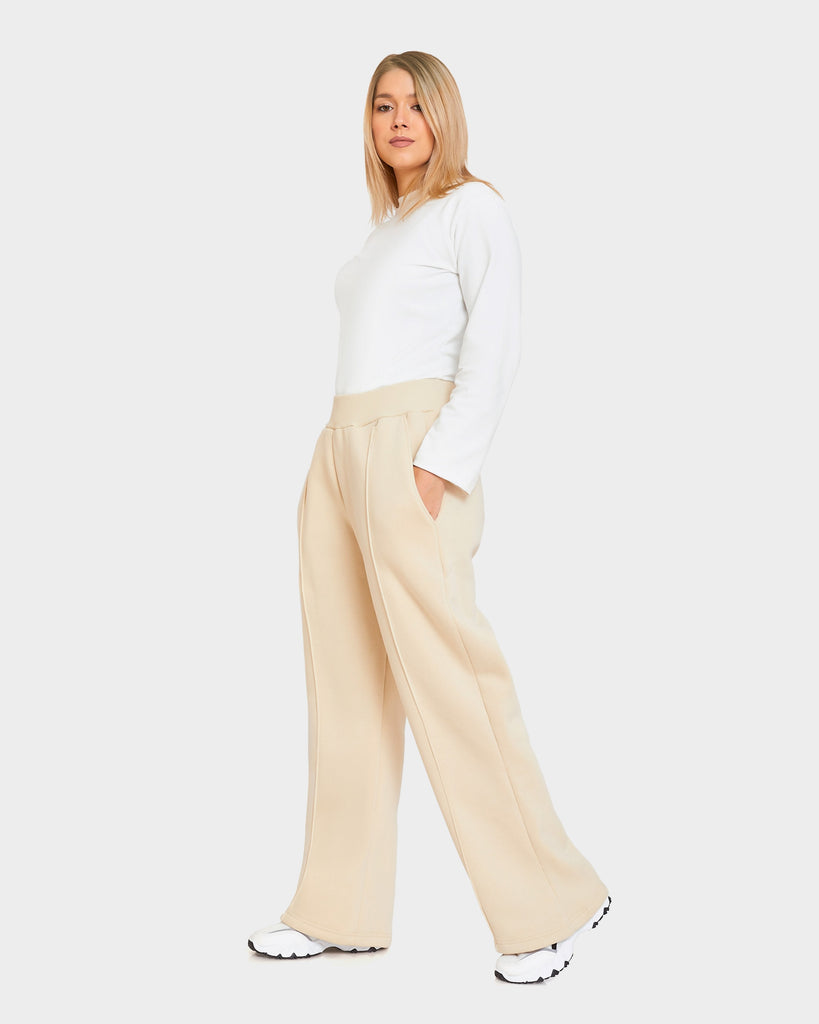 Wide Leg Sweatpants With Pintuck