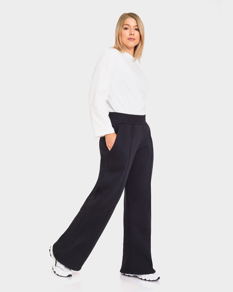 Wide Leg Sweatpants With Pintuck