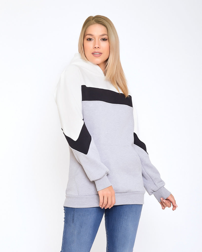 Colorblock Chevron Sleeve Hoodie